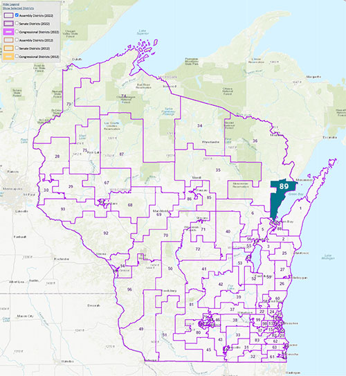 WI Map Highlighting the 89th Assembly District